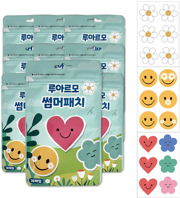 루아르모 썸머패치 날벌레 기피제 스티커 18매입, 혼합색상, 10개