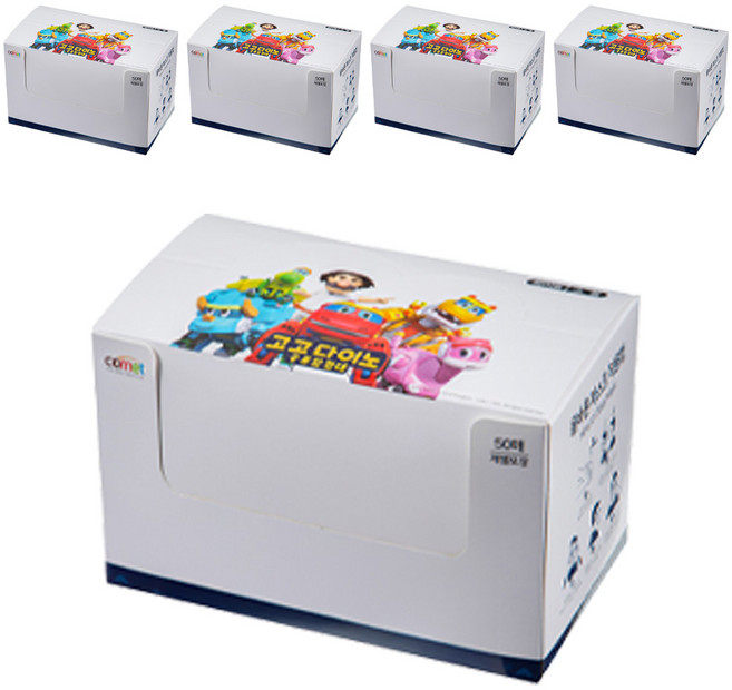 comet 幫幫龍出動圖案 兒童口罩 單片包裝, 白色, 50片, 5盒