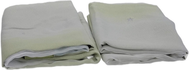 小銅板 雙層簍空窗廉 2片, 黃綠色