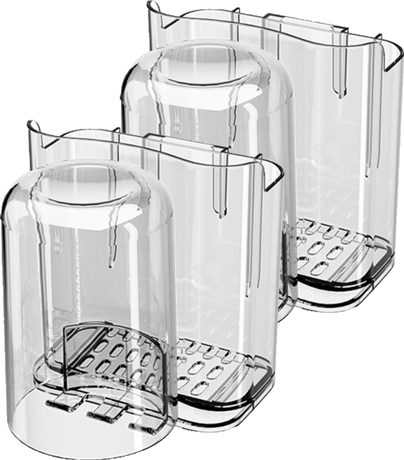 라인스미스 타공없는 칫솔 치약 양치컵 배수 보관함 + 컵 세트, 투명, 2세트