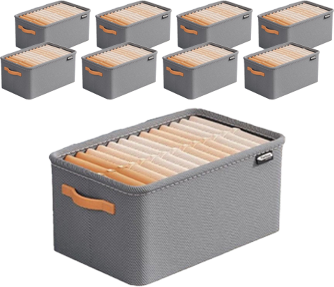 withWIN 부직포 접이식 리빙박스, 그레이, 중형(35 x 25 x 22 cm), 9개