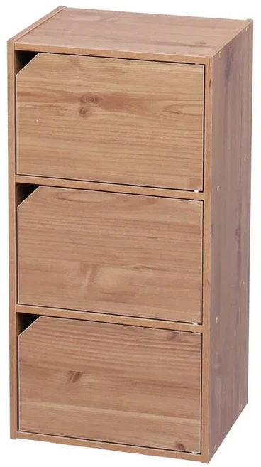 IRIS OHYAMA 愛麗思歐雅瑪 木質居家時尚附門三層櫃 MDB-3D**, 原木色