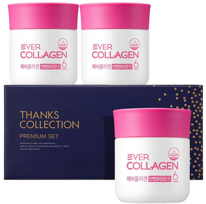 에버콜라겐 인앤업 비오틴 핏 땡스컬렉션 선물세트 + 쇼핑백, 84정, 3개