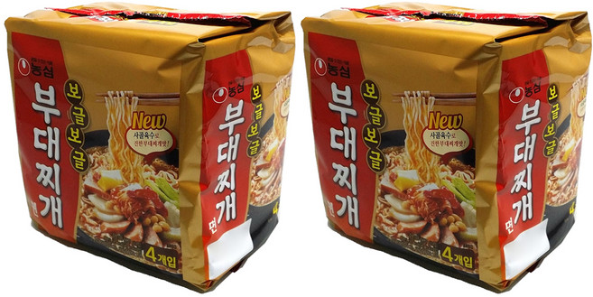농심 보글보글 부대찌개면 멀티팩 127 g, 8개