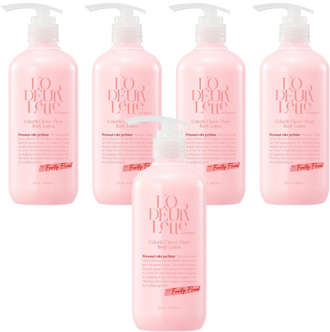 로더렛 인 잉글랜드 컬러핏 체리 플뢰르 바디 로션 프루티 플로럴향, 500ml, 5개