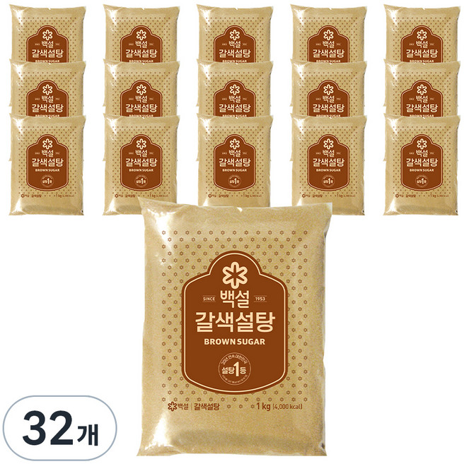 백설 갈색설탕, 1kg, 32개