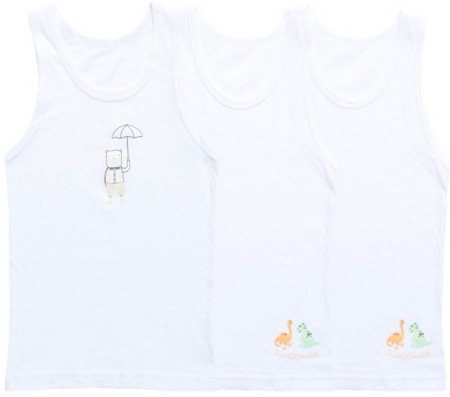 행복한쇼핑몰 남아용 순면 백런닝 디노앤베어 3종 세트