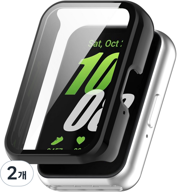 루아러블 갤럭시 핏3 액정보호 강화유리 필름 풀커버 케이스, 블랙, 2개