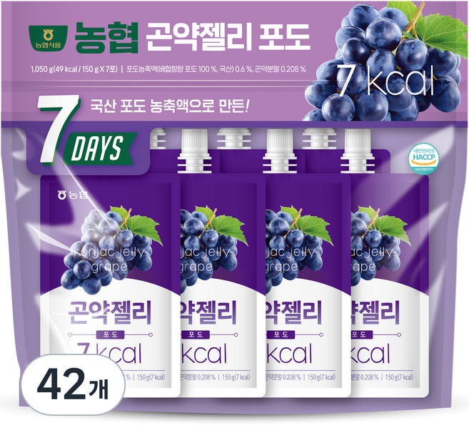 농협식품 곤약젤리 포도, 150g, 42개