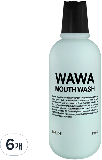 RoRoBELL Wawa 去除口臭漱口水, 750ml, 6個