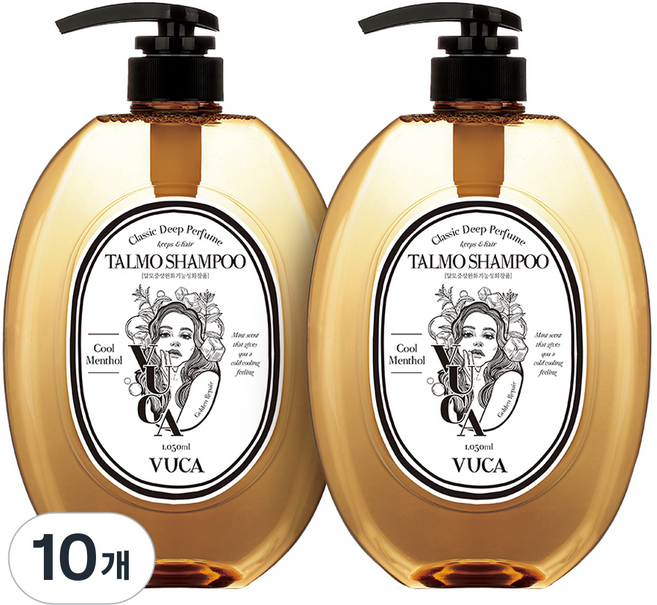 뷰카 클래식 딥 퍼퓸 골든 리페어 탈모 샴푸 쿨멘솔향, 1.05L, 10개