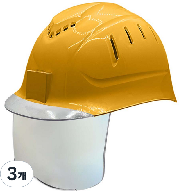 동명 투명창 실버미러보안경 경량통풍모, 옐로우, 3개