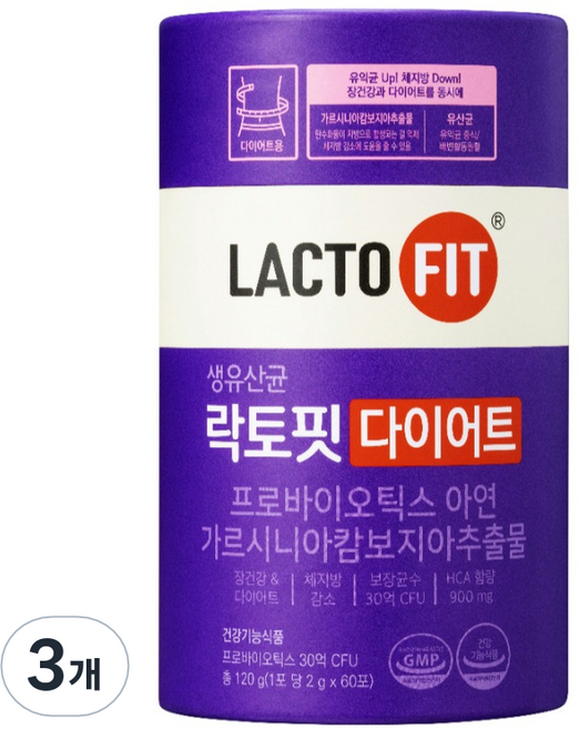 락토핏 정품 다이어트 유산균 60p, 120g, 3개