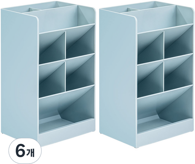 델리 데스크 오거나이저 8칸 분리 사선꽂이 점보 정리함 8939-0, 밀크블루, 6개