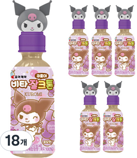 비타잘크톤 쿠로미 산리오 음료수 포도맛, 18개, 220ml