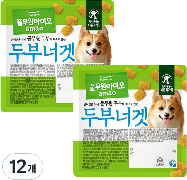 풀무원아미오 강아지 자연담은 간식 두부너겟, 두부맛, 80g, 12개