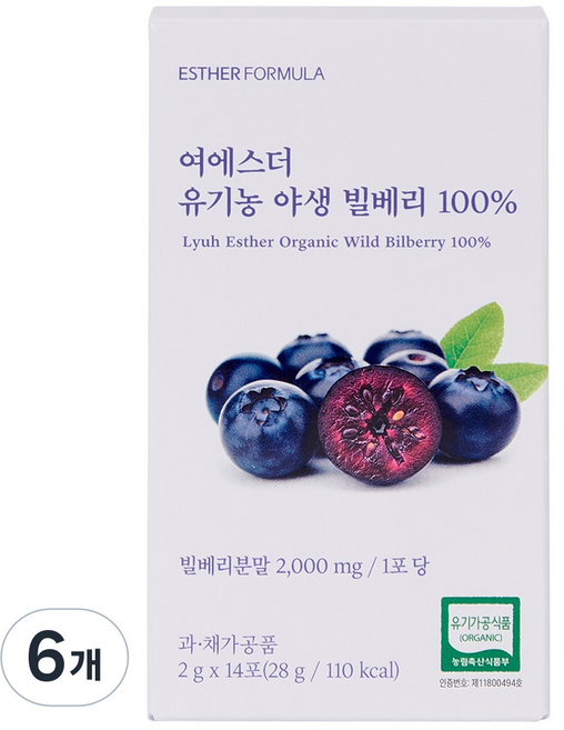 에스더포뮬러 여에스더 유기농 야생 빌베리 100% 14p, 6개, 14회분