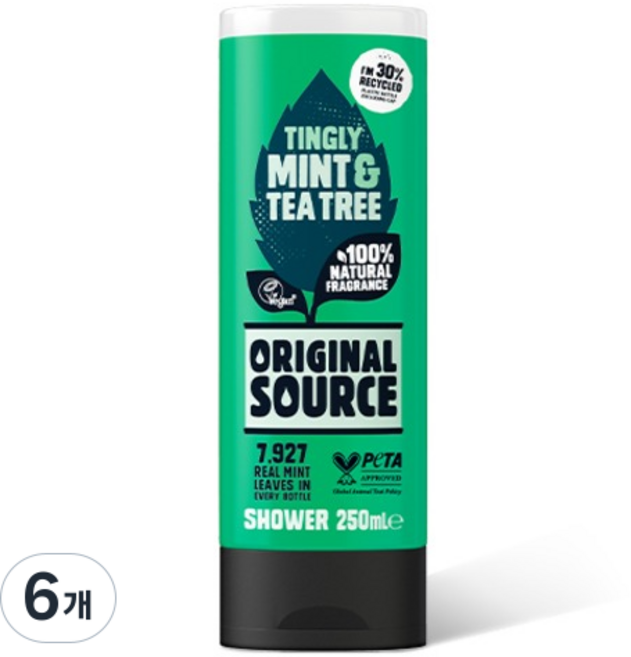 오리지널소스 샤워젤 민트 티트리, 6개, 250ml