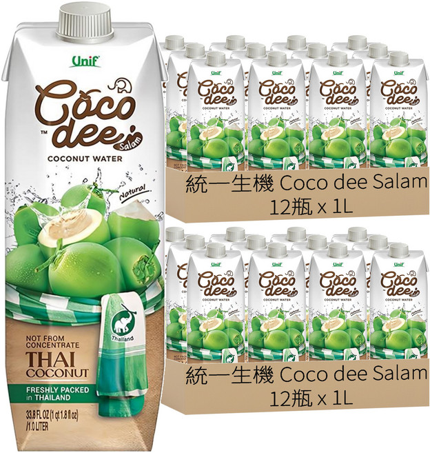 統一生機 Coco dee Salam 椰子水, 1L, 24瓶