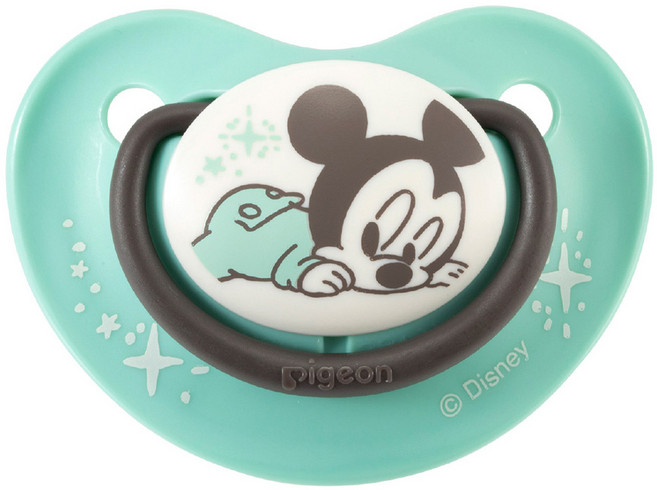 pigeon 貝親 輕量安心奶嘴 L 米奇版, 6-18個月, 米奇版 綠色, 1個