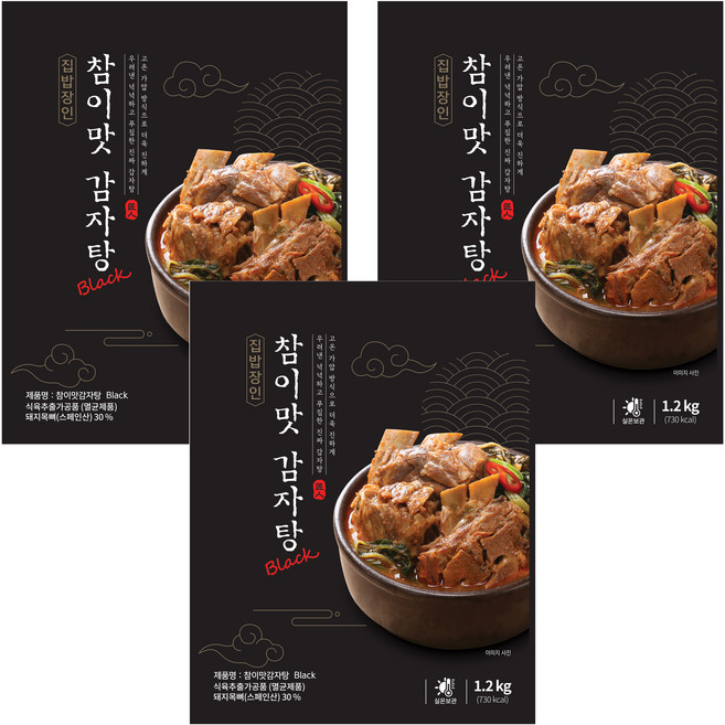 참이맛 감자탕 블랙, 1.2kg, 3개