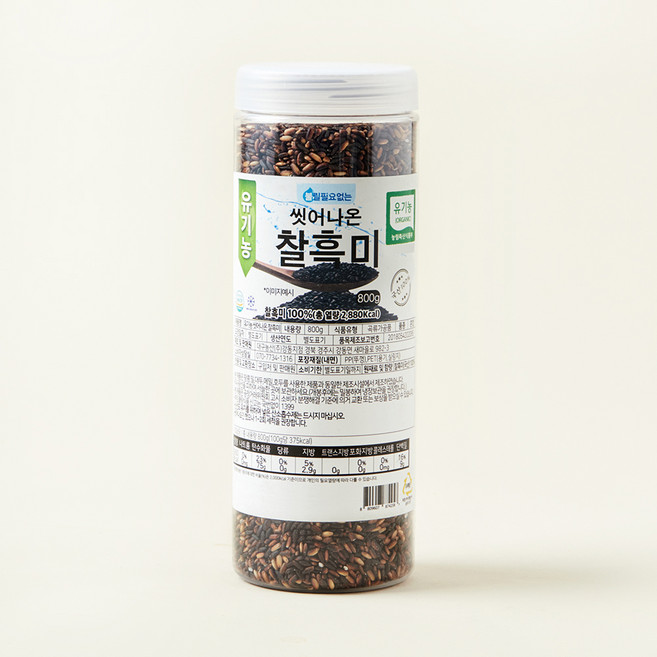 유기농 씻어나온 찰흑미, 800g, 1통