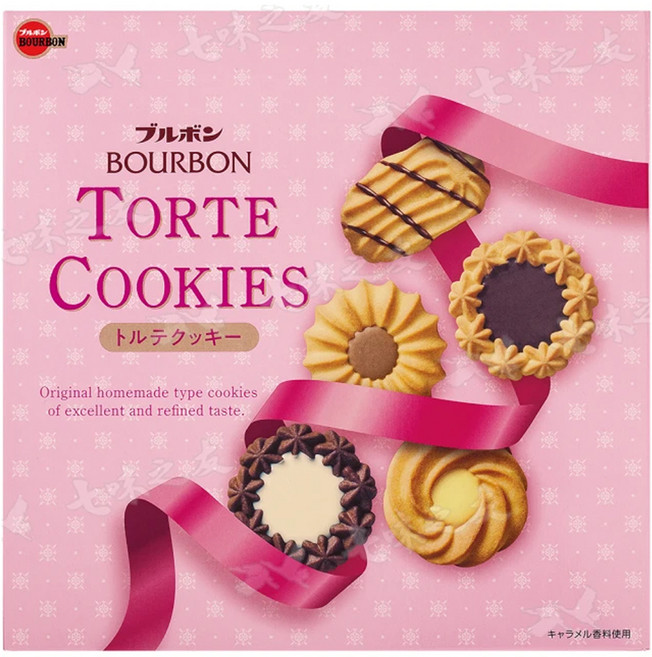 BOURBON 北日本 丹麥西點禮盒, 可可奶油風味餅乾 + 白奶油風味餅乾 + 焦糖奶油風味餅乾 + 咖啡奶油風味餅乾 + 波浪型餅乾, 1盒