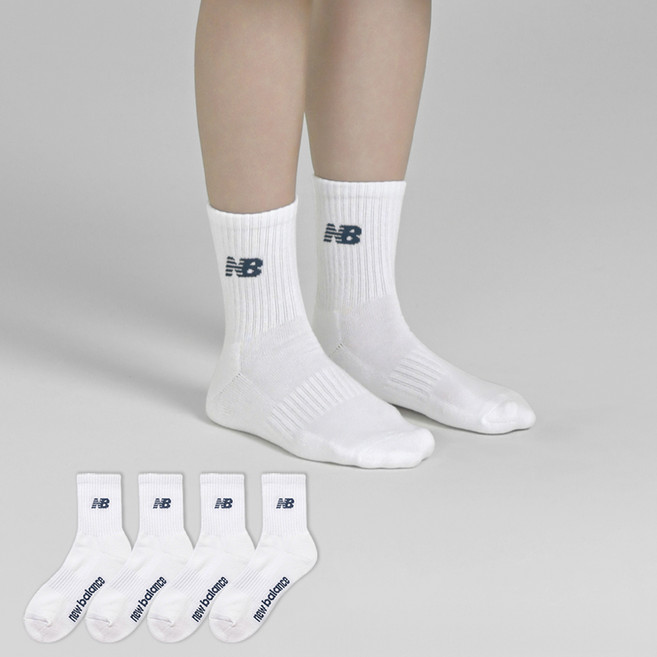 뉴발란스 베이직 로고 파일 중목 양말 4켤레