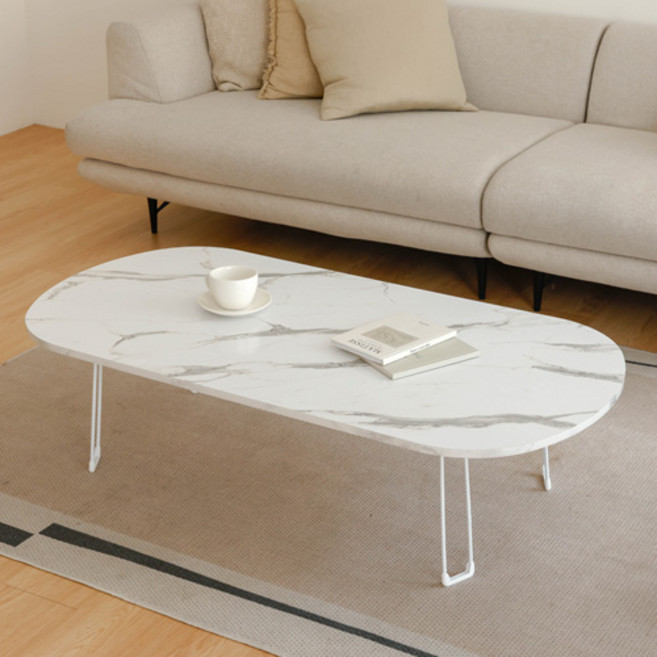 트리팜 LPM 샤르망 접이식 테이블 타원형, 화이트마블