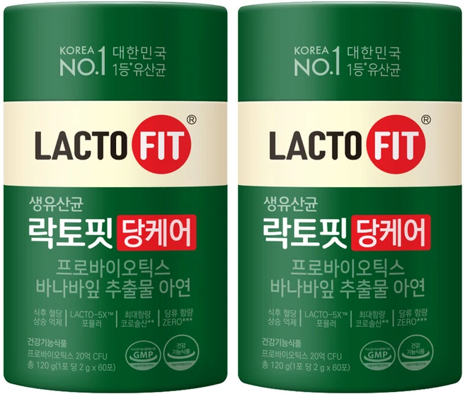 락토핏 당케어 유산균, 60회분, 120g, 2개 - 쿠팡
