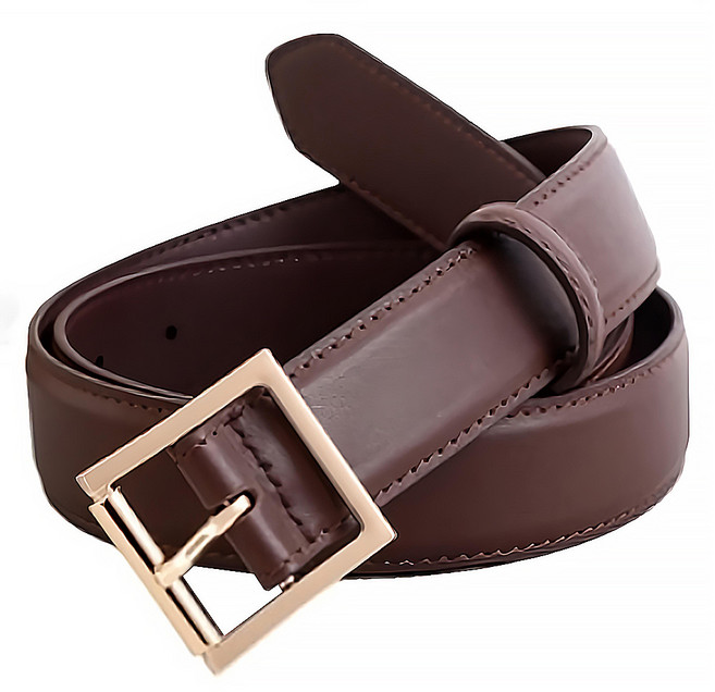 真皮頭層牛皮女士方形針釦極簡腰帶