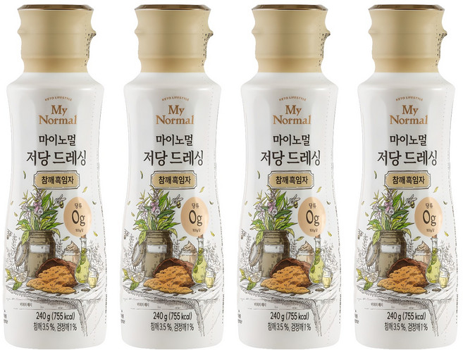 마이노멀 저당 드레싱 참깨흑임자, 240g, 4개
