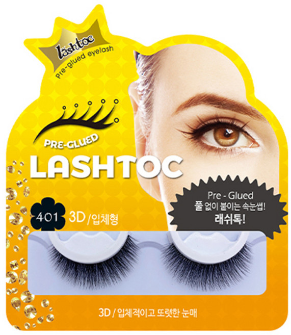 래쉬톡 원터치 3D 인조 속눈썹, 3D입체형, 1개