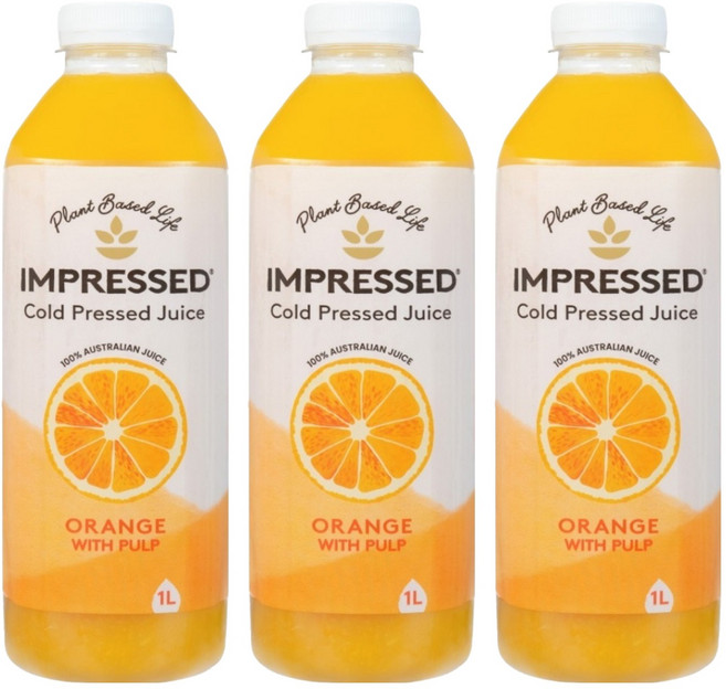 임프레스드 콜드프레스 오렌지 착즙 주스, 1L, 3개