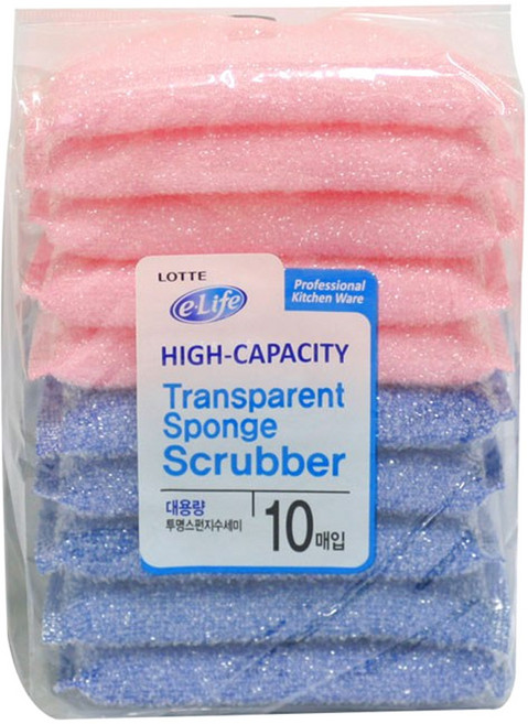 롯데이라이프 투명 스펀지 수세미 랜덤 발송, 10개입, 1개