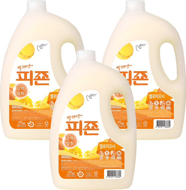 피죤 레귤러 3100ml 옐로미모사, 3.1L, 3개