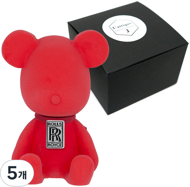 라띠크제이 엠블럼베어 차량용 방향제 롤스로이스 레드 + 화이트자스민민트 5ml 리필 세트, 5개