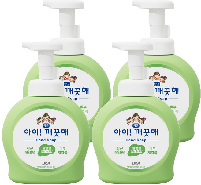 아이깨끗해 항균 폼 핸드솝 청포도향, 490ml, 4개