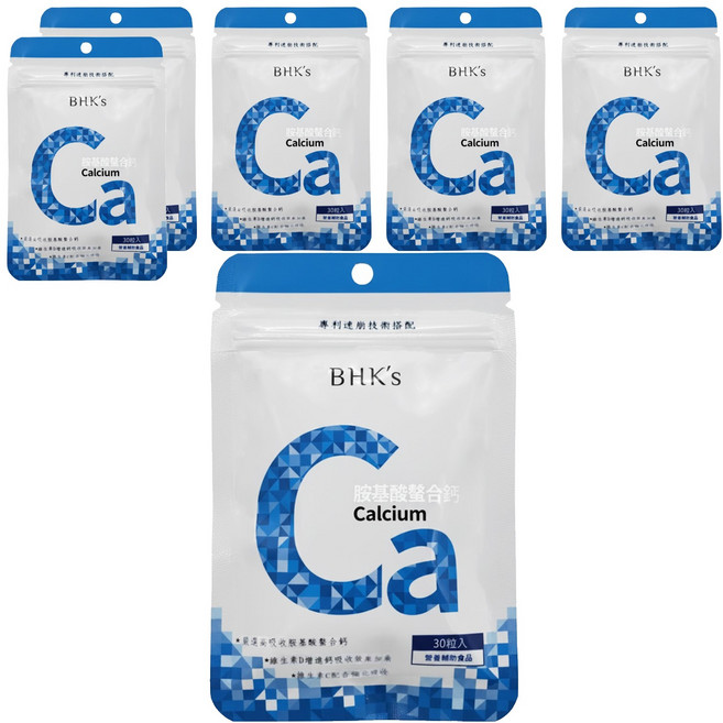 BHK's 胺基酸螯合鈣錠, 30顆, 6包