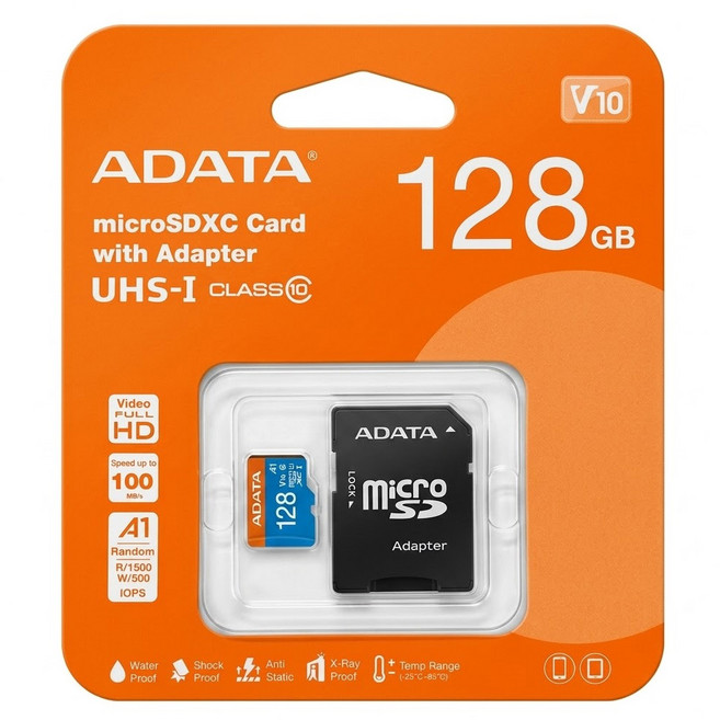 ADATA 威剛 記憶卡 附轉卡 小卡 Micro SDXC UHS-I A1, 128GB, 1個
