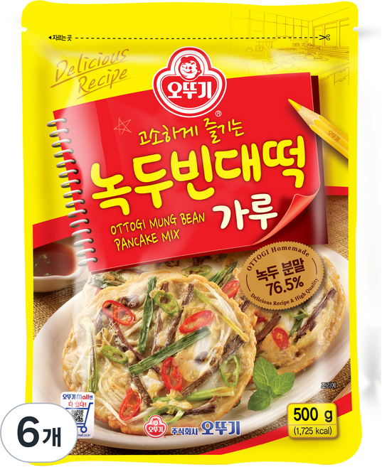 오뚜기 녹두 빈대떡 가루, 500g, 6개