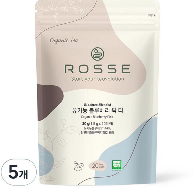 로쎄 유기농 블루베리 픽 티, 1.5g, 5개, 20개입