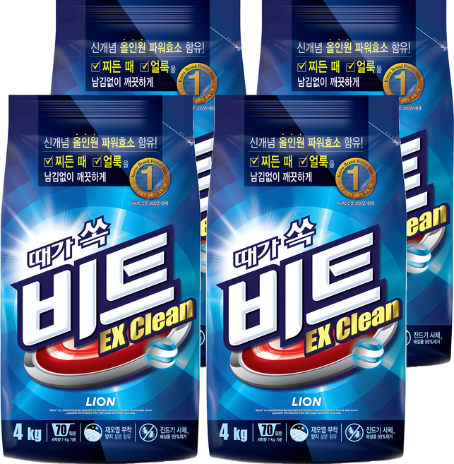 비트 분말세제 일반용 리필, 4kg, 4개
