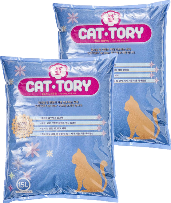 캣토리 응고형 고양이 모래, 15L, 2개, 무향