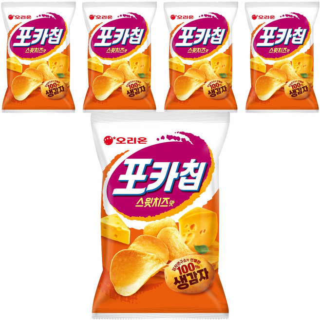 오리온 포카칩 스윗치즈맛 감자스낵, 60g, 5개