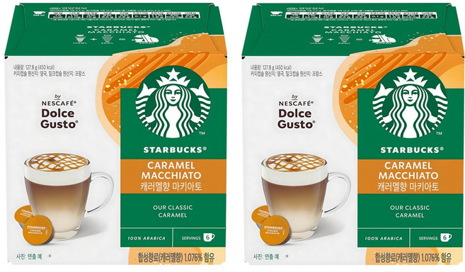 NESCAFE 雀巢咖啡 Dolce Gusto 多趣酷思 STARBUCKS 星巴克焦糖瑪奇朵咖啡膠囊 6顆+牛奶膠囊 6顆, 127.8g, 1盒, 2盒