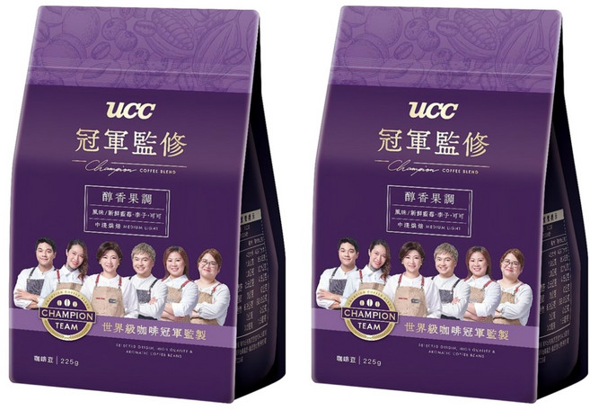 ucc Champion Coffee Blend 冠軍監修 醇香果調咖啡豆, 咖啡豆(無研磨), 225g, 2包