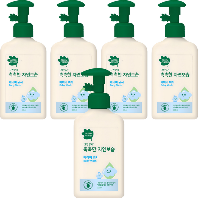 그린핑거 촉촉한 자연보습 베이비 워시, 320ml, 5개