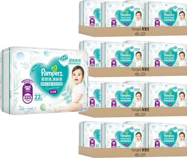 Pampers 幫寶適 原廠公司貨 清新幫拉拉褲/尿布 17kg以上, XXXL, 352片