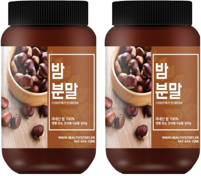 건강스토리 국내산 밤 분말, 300g, 2개